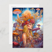 Lady and Mushrooms Surreal Fantasy Art Postkarte (Vorne/Hinten)