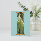 Lady and Peacock Postkarte (Stehend Vorderseite)
