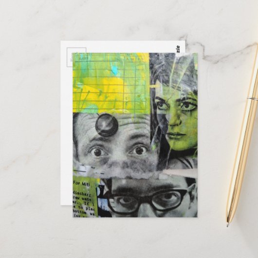 Lady and the Doctors Mixed Media Collage Postkarte (Vorderseite/Rückseite Beispiel)