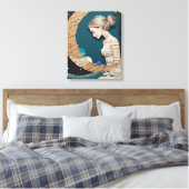Lady and the Moon Collage Leinwanddruck (Insitu (Schlafzimmer))