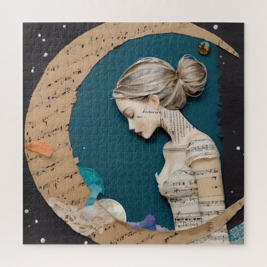 Lady and the Moon Collage Puzzle (Vertikal)