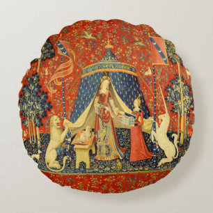 Lady and The Unicorn mittelalterlicher Teppich: Fr Rundes Kissen