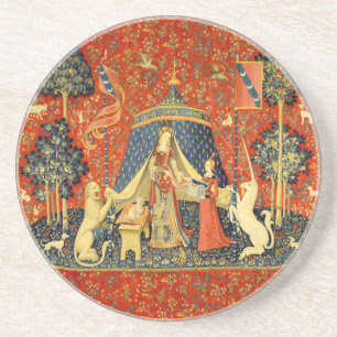 Lady and The Unicorn mittelalterlicher Teppich: Fr Sandstein Untersetzer