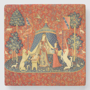 Lady and The Unicorn mittelalterlicher Teppich: Fr Steinuntersetzer