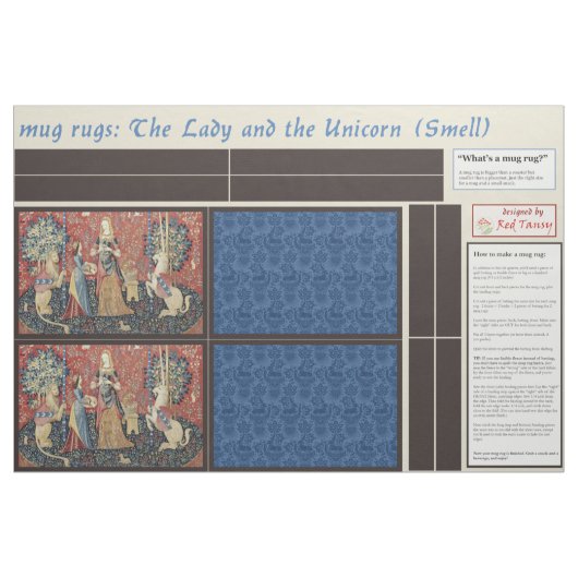 Lady and Unicorn DIY Tasse Rugs Stoff (Fat Quarter (45,7 x 55,9 cm))