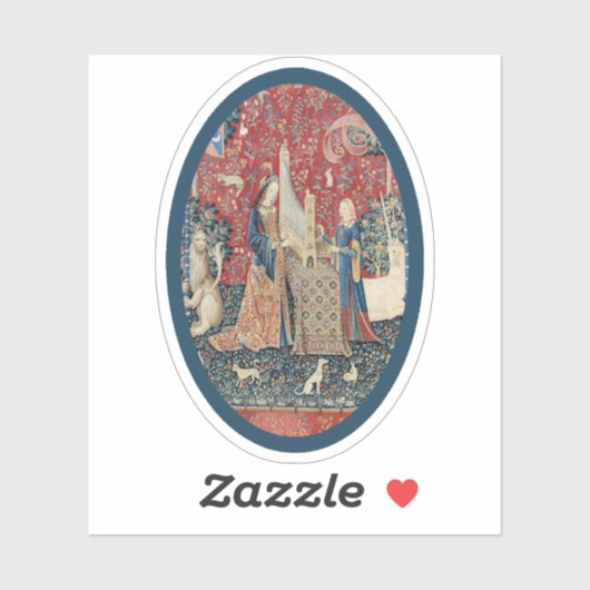 Lady and Unicorn (Hearing) Vinyl Sticker (Blatt)