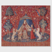 Lady and Unicorn Medieval Tapestry Desire Geschenkpapier (Flach)