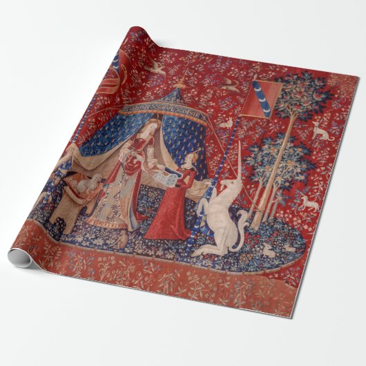 Lady and Unicorn Medieval Tapestry Desire Geschenkpapier (Ungerollt)