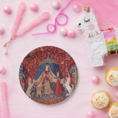 Lady and Unicorn Medieval Tapestry Desire Pappteller (Party)