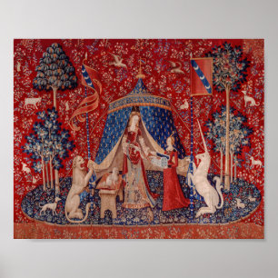 Lady and Unicorn Medieval Tapestry Desire Poster