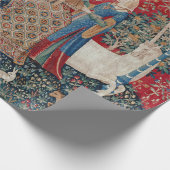Lady and Unicorn Medieval Tapestry Hearing Geschenkpapier (Ecke)