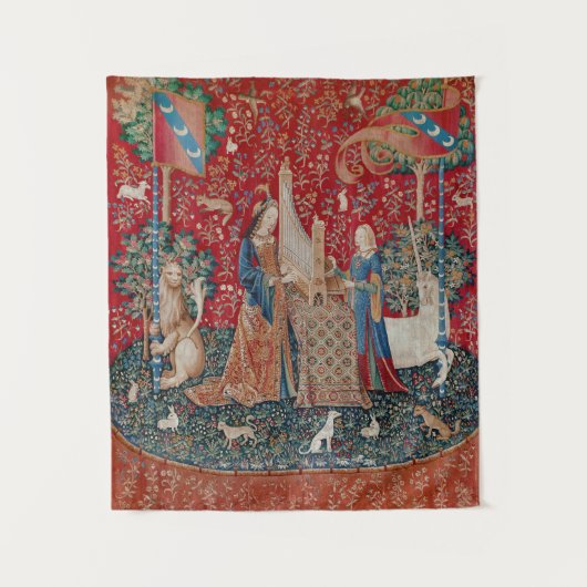 Lady and Unicorn Medieval Tapestry Hearing Wandteppich (Vorderseite)