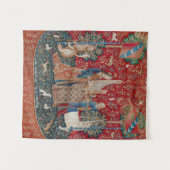 Lady and Unicorn Medieval Tapestry Hearing Wandteppich (Vorderseite (Horizontal))