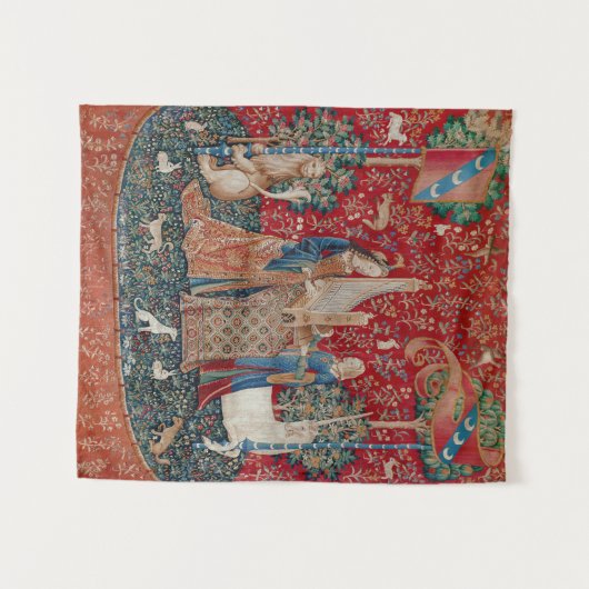 Lady and Unicorn Medieval Tapestry Hearing Wandteppich (Vorderseite (Horizontal))