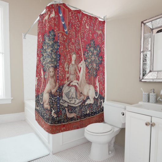 Lady and Unicorn Medieval Tapestry Sight Duschvorhang (Beispiel)