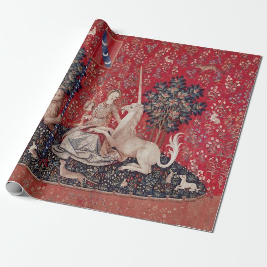 Lady and Unicorn Medieval Tapestry Sight Geschenkpapier (Ungerollt)