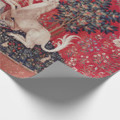 Lady and Unicorn Medieval Tapestry Sight Geschenkpapier (Ecke)