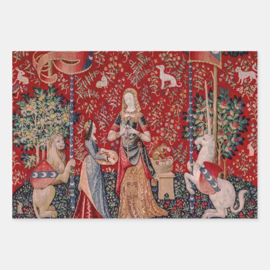 Lady and Unicorn Medieval Tapestry Smell Geschenkpapier Set (Vorderseite)