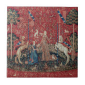 Lady and Unicorn Medieval Tapestry Taste Fliese (Vorderseite)