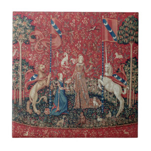 Lady and Unicorn Medieval Tapestry Taste Fliese