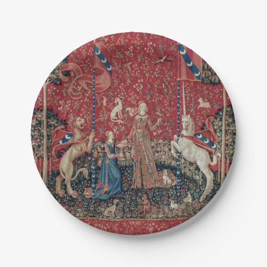 Lady and Unicorn Medieval Tapestry Taste Pappteller (Vorderseite)