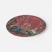 Lady and Unicorn Medieval Tapestry Taste Pappteller (Schrägansicht)