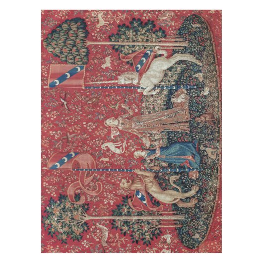 Lady and Unicorn Medieval Tapestry Taste Tischdecke (Vorderseite)