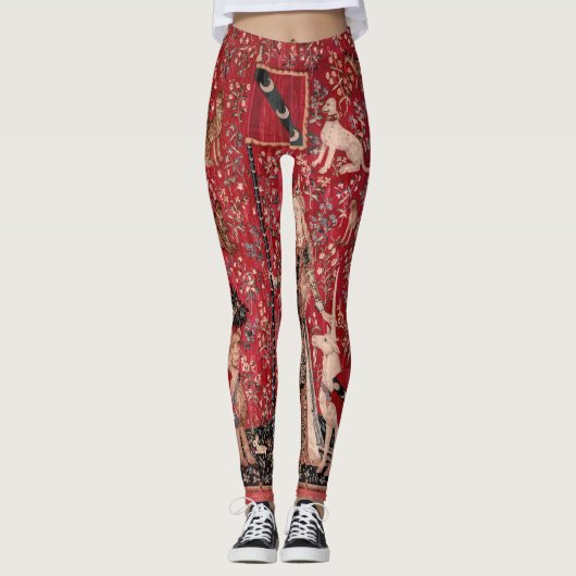 Lady and Unicorn Medieval Tapestry Touch Leggings (Vorderseite)