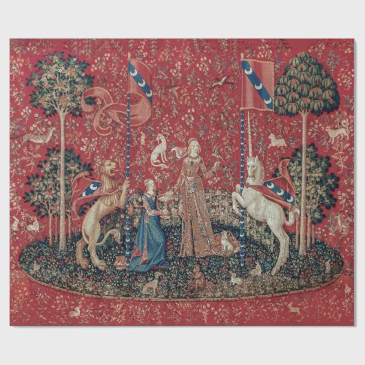 Lady and Unicorn Mittelalterliche Tapestation Gesc Geschenkpapier (Flach)