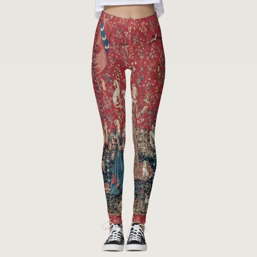 Lady and Unicorn Mittelalterliche Tapestation Gesc Leggings (Vorderseite)