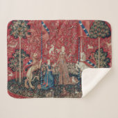 Lady and Unicorn Mittelalterliche Tapestation Gesc Sherpadecke (Vorderseite (Horizontal))