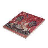 Lady and Unicorn Mittelalterliche Tapestry - Blick Fliese (Seite)