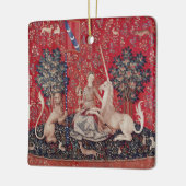 Lady and Unicorn Mittelalterliche Tapestry - Blick Keramikornament (Links)