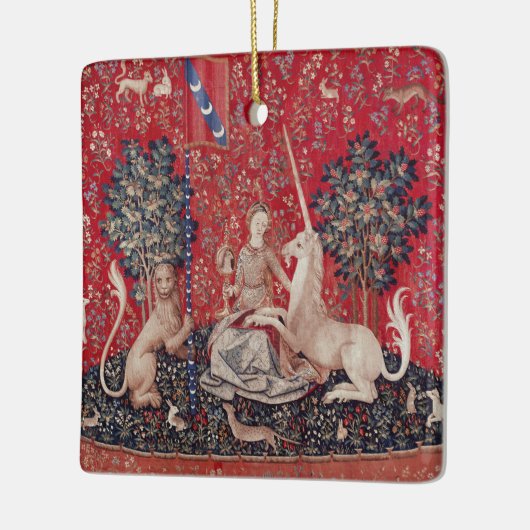 Lady and Unicorn Mittelalterliche Tapestry - Blick Keramikornament (Links)
