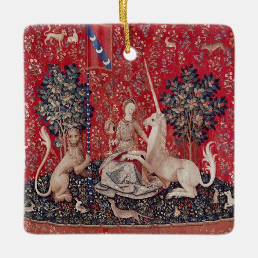 Lady and Unicorn Mittelalterliche Tapestry - Blick Keramikornament (Vorderseite)