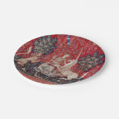 Lady and Unicorn Mittelalterliche Tapestry - Blick Pappteller (Schrägansicht)