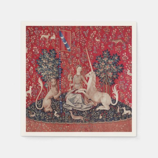 Lady and Unicorn Mittelalterliche Tapestry - Blick Serviette (Vorderseite)