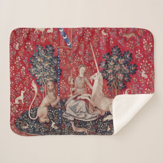 Lady and Unicorn Mittelalterliche Tapestry - Blick Sherpadecke (Vorderseite (Horizontal))