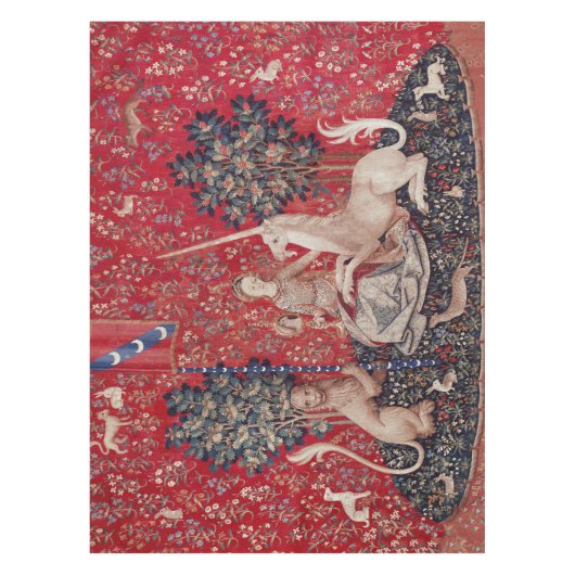 Lady and Unicorn Mittelalterliche Tapestry - Blick Tischdecke (Vorderseite)