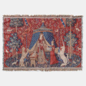 Lady and Unicorn Mittelalterliche Tapestry Decke (Vorderseite)