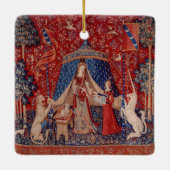 Lady and Unicorn Mittelalterliche Tapestry Keramikornament (Rückseite)