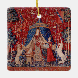 Lady and Unicorn Mittelalterliche Tapestry Keramikornament