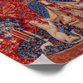 Lady and Unicorn Mittelalterliche Tapestry Poster (Ecke)
