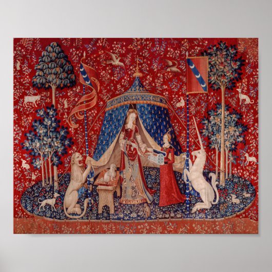 Lady and Unicorn Mittelalterliche Tapestry Poster (Vorne)