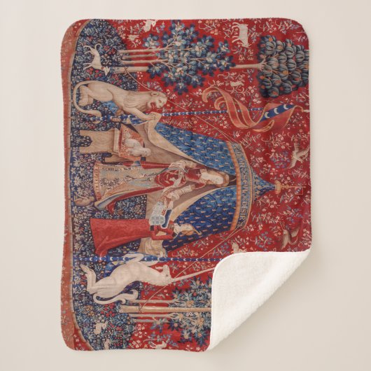 Lady and Unicorn Mittelalterliche Tapestry Sherpadecke (Vorderseite)