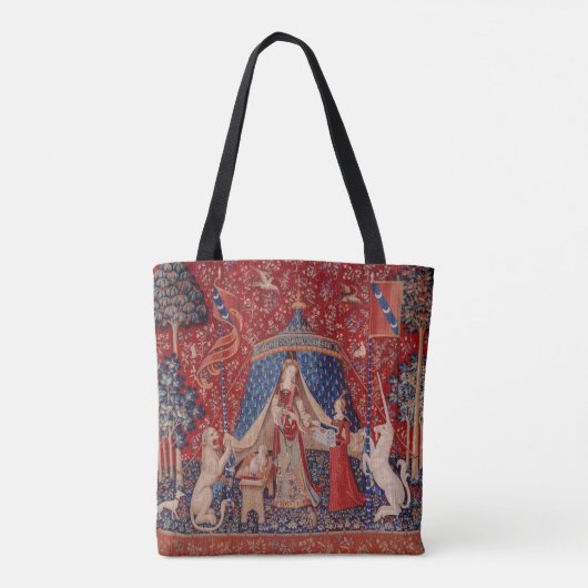 Lady and Unicorn Mittelalterliche Tapestry Tasche (Rückseite)