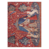 Lady and Unicorn Mittelalterliche Tapestry Tischdecke (Vorderseite)
