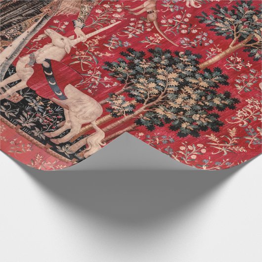 Lady and Unicorn Mittelalterliche Touch Geschenkpapier (Ecke)