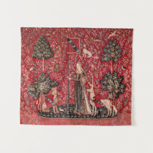 Lady and Unicorn Mittelalterliche Touch Wandteppich