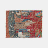 Lady and Unicorn Mittelalterliches Bandgebärden Fleecedecke (Vorderseite (Horizontal))